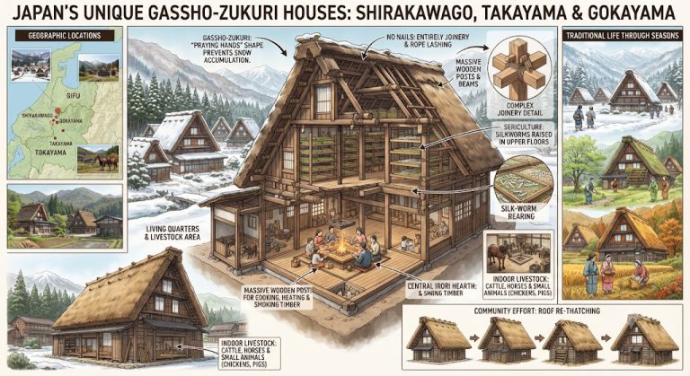 Độc đáo nhà cổ truyền Nhật Bản. Kiểu nhà gassho-zukuri như bàn tay đang chắp nguyện cầu