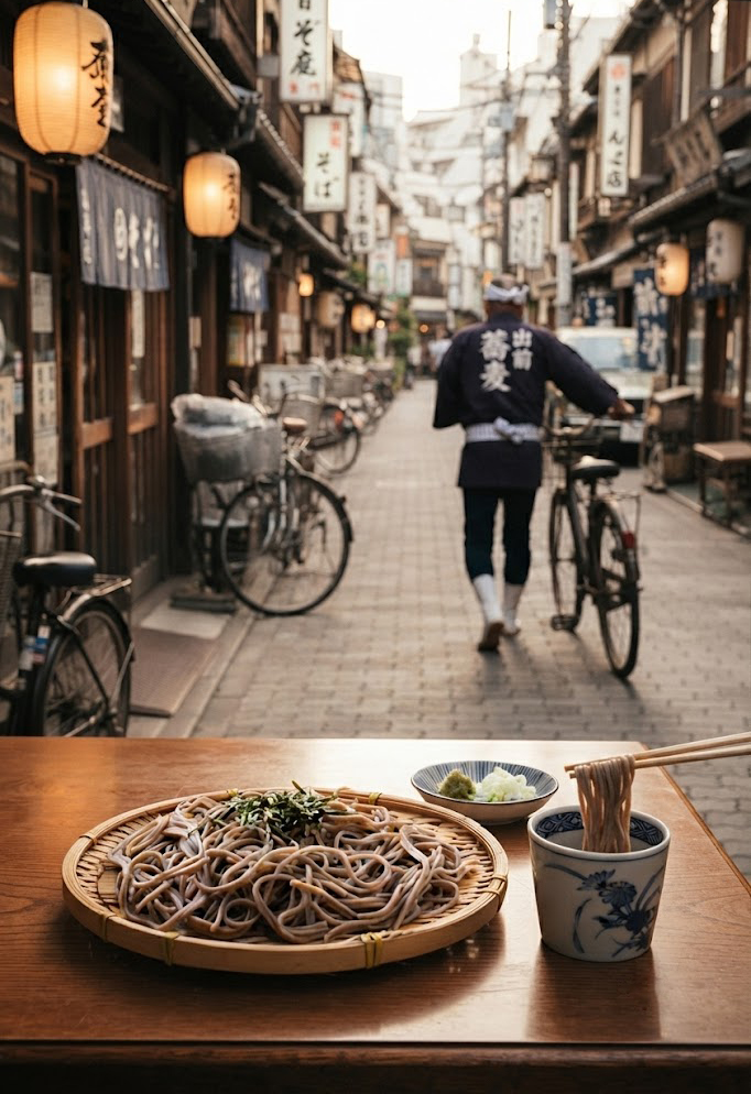 Điệu nghệ giao mỳ soba bằng xe đạp ở Nhật Bản