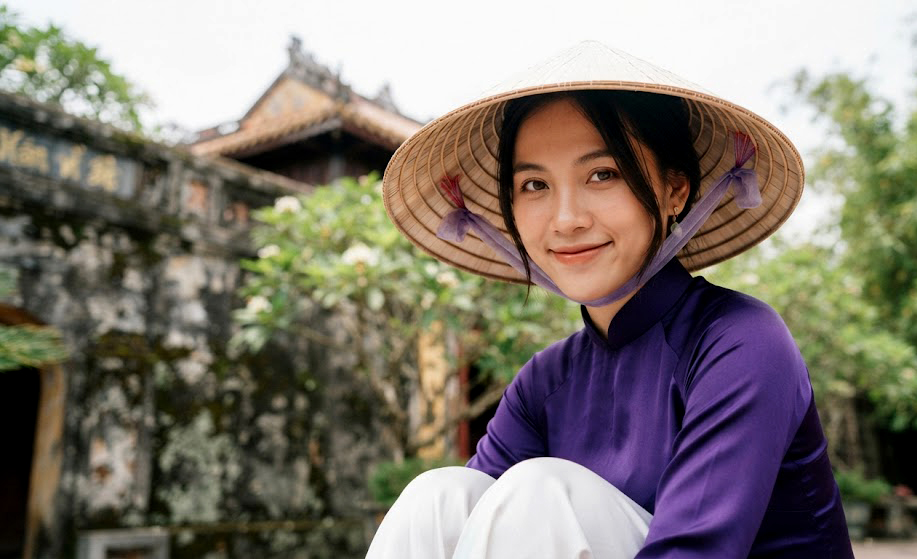 Màu sắc trong văn hóa dân gian. Thiếu nữ Huế trong tà áo tím